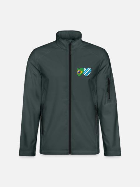 Brazil Bavaria Flag Heart - Unisex Softshell Jacket - mouse grey - Front