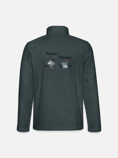 Pigeon Pigeoff - Tauben Wortspiel an und aus - Unisex Softshelljacke - Dunkelgrau