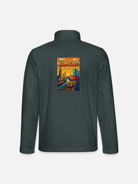 Hamburg stilisiert Hafen Elbe Segler Schiff - Unisex Softshelljacke - Dunkelgrau