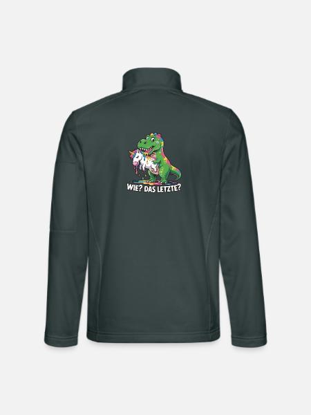 Wie? Das Letzte? T-rex mit Einhorndesing - Unisex Softshelljacke - Dunkelgrau - Hinten