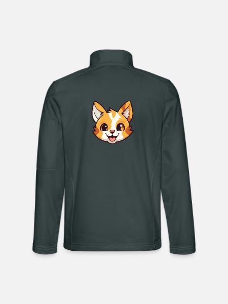 Pixie Bob Katze Cartoon Aquarell Illustration - Unisex Softshelljacke - Dunkelgrau - Hinten