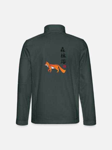Kitsune im Waldstil - Unisex Softshelljacke - Dunkelgrau - Hinten