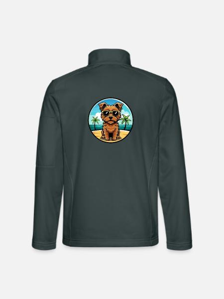 Norfolk Terrier Dog Breed Cartoon Sunglasses Beach - Unisex Softshell Jacket - mouse grey - Back