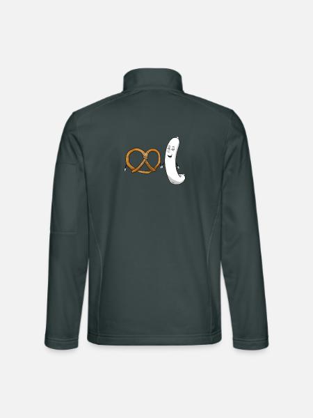 Pretzel Weißwurst Bretzel Bayrisch Essen - Unisex Softshelljacke - Dunkelgrau - Hinten