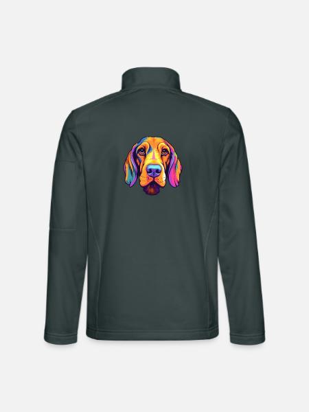 Estnischer Jagdhund Rasse Cartoon Kawaii Illustrati - Unisex Softshelljacke - Dunkelgrau - Hinten