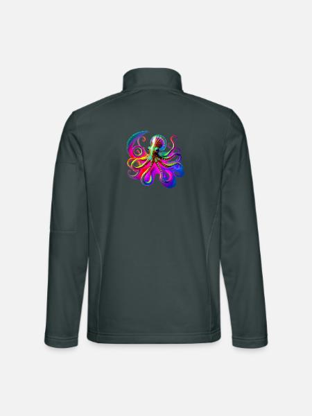 Psychedelic Neon Octopus - Unisex Softshell Jacket - mouse grey