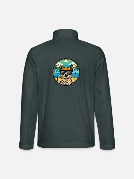 Cao De Castro Laboreiro Hunderasse Cartoon Strand - Unisex Softshelljacke - Dunkelgrau - Hinten