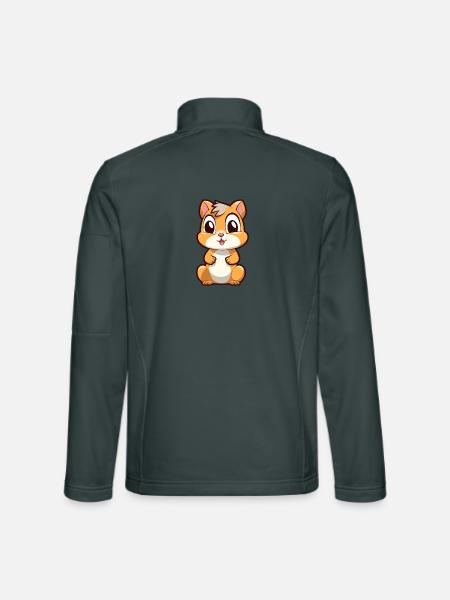 Chipmunk Niedliche Karikatur Kawaii Aquarell Tier Haustier - Unisex Softshelljacke - Dunkelgrau - Hinten