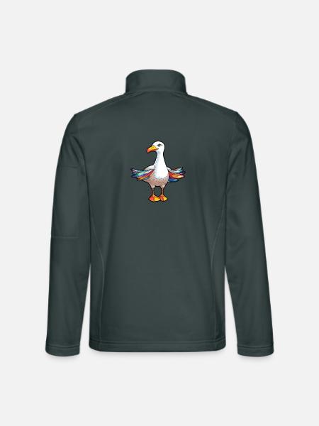 Möwe buntes Aquarell Cartoon Kawaii Tier - Unisex Softshelljacke - Dunkelgrau