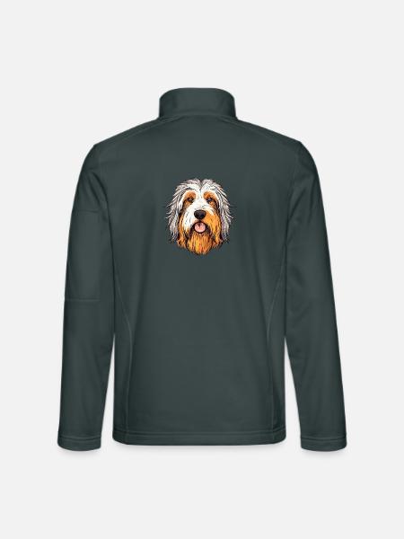 Bärtiger Collie Hund Rasse Aquarell Karikatur Kawaii - Unisex Softshelljacke - Dunkelgrau - Hinten
