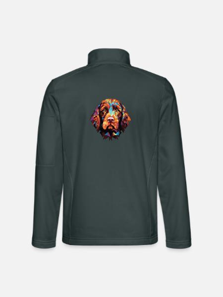 Pudelpointer Hunderasse Aquarell Illustration - Unisex Softshelljacke - Dunkelgrau - Hinten