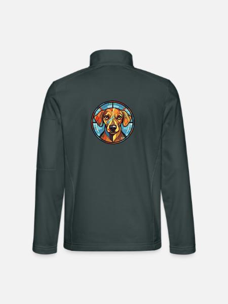 Mudie Hunderasse Bunte Aquarell-Illustration - Unisex Softshelljacke - Dunkelgrau - Hinten