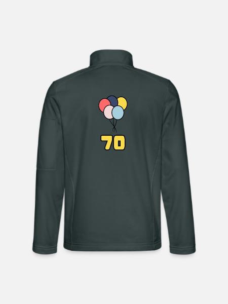 70. 70 JAHRE. 70-JÄHRIGES JUBILÄUM. GEBURTSTAG 70 JAHRE. - Unisex Softshelljacke - Dunkelgrau - Hinten