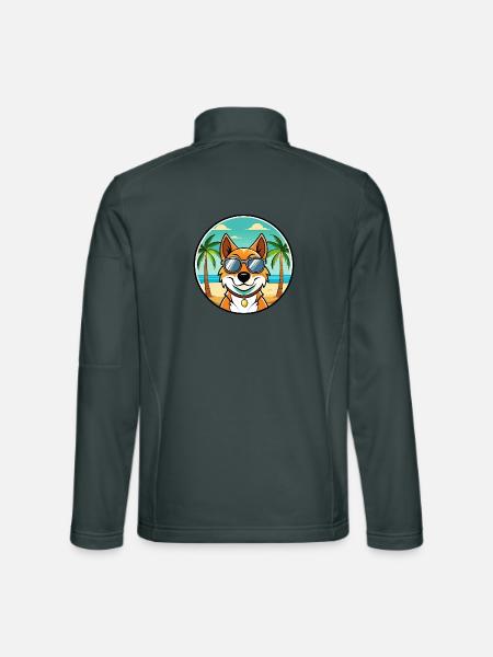 Russischer Harlekin Hund Rasse Cartoon Strand - Unisex Softshelljacke - Dunkelgrau - Hinten