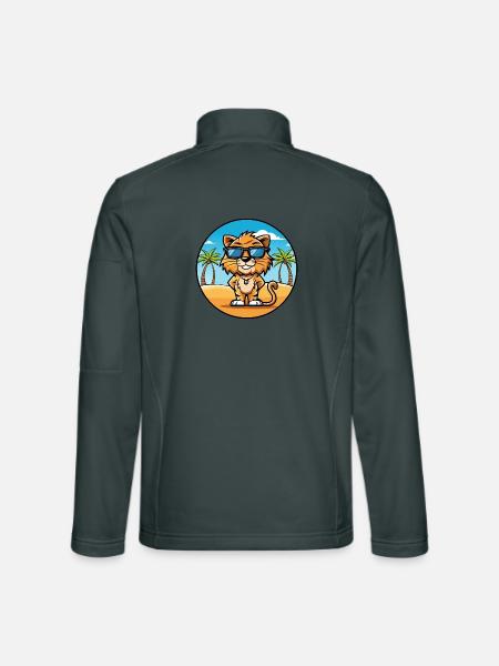Liger Hybrid Lion Tiger Cat Breed Cartoon Beach - Unisex Softshell Jacket - mouse grey - Back