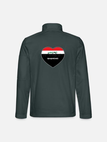 Bagdad Irak Flagge Skyline Reise Souvenir - Unisex Softshelljacke - Dunkelgrau - Hinten