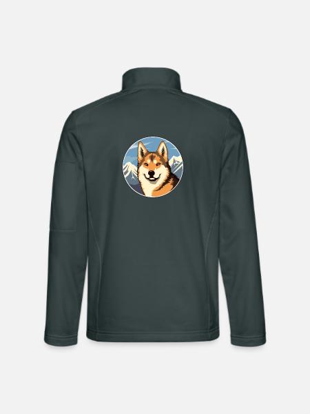 Dingo Hunderasse Karikatur Kawaii Aquarell - Unisex Softshelljacke - Dunkelgrau - Hinten