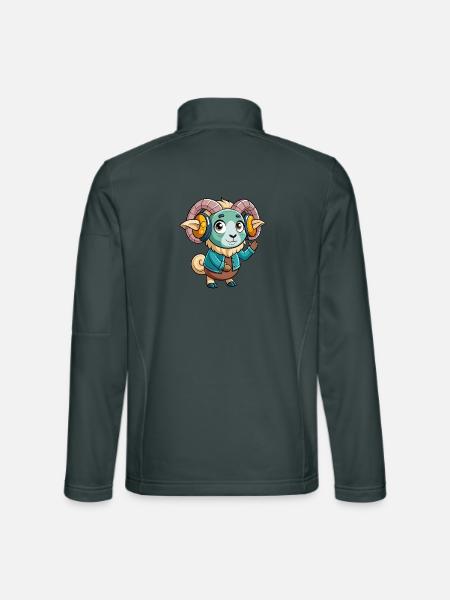 Ram Lustige Zeichentrickfigur Kopfhörer Musik - Unisex Softshelljacke - Dunkelgrau - Hinten