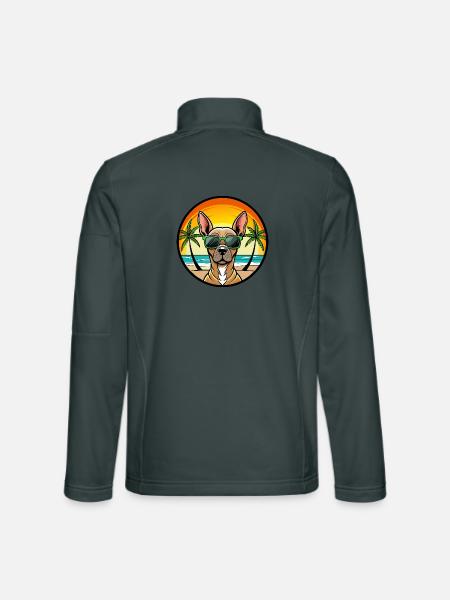 Inka Unbehaarte Hunderasse Cartoon Sonnenbrille Strand - Unisex Softshelljacke - Dunkelgrau - Hinten
