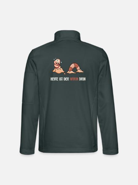 Heute ist der Wurm drin - Unisex Softshelljacke - Dunkelgrau - Hinten