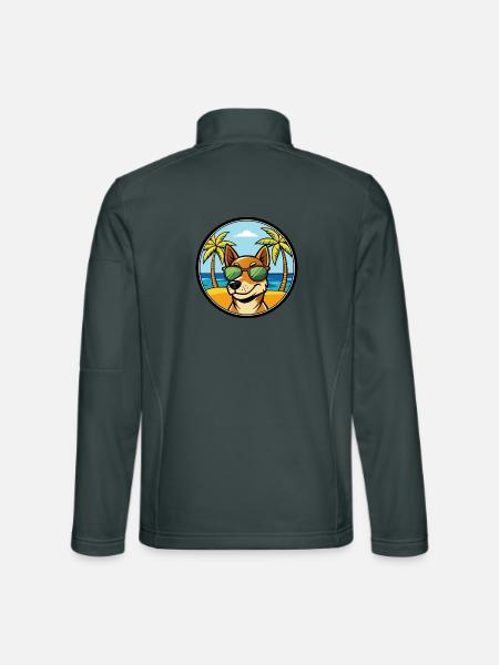 Serbischer dreifarbiger Laufhund Rasse Cartoon Strand - Unisex Softshelljacke - Dunkelgrau - Hinten
