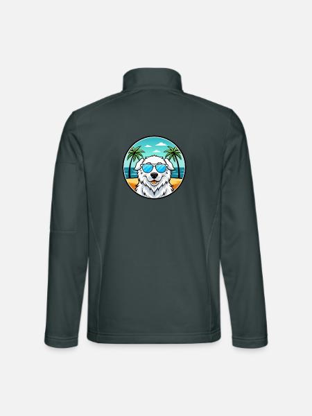 Kuvasz Ungarische Hunderasse Cartoon Sonnenbrille Strand - Unisex Softshelljacke - Dunkelgrau - Hinten