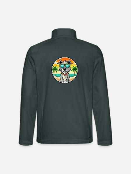 Irischer Wolfshund Hunderasse Cartoon Sonnenbrille Strand - Unisex Softshelljacke - Dunkelgrau - Hinten