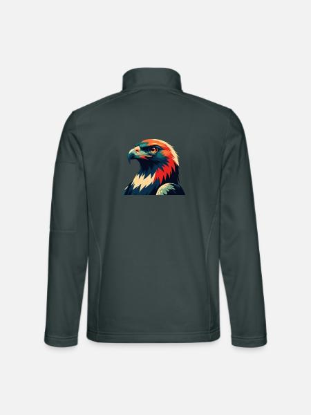 Hawk Cartoon Character Colorful Pet Animal - Unisex Softshell Jacket - mouse grey - Back