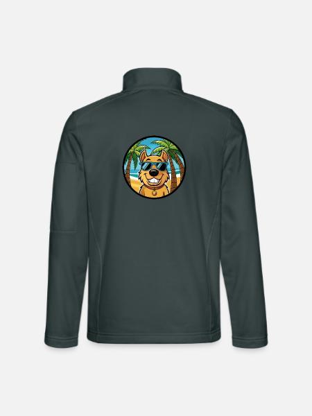 Billy Hunderasse Cartoon Sonnenbrille Strand - Unisex Softshelljacke - Dunkelgrau - Hinten