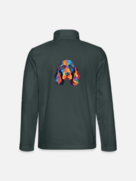 American Cocker Spaniel Hund Buntes Aquarell - Unisex Softshelljacke - Dunkelgrau