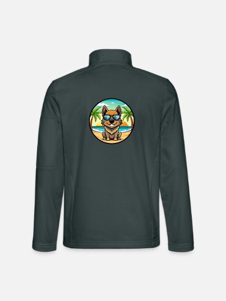 Black Tan Dog Breed Cartoon Sunglasses Beach - Unisex Softshell Jacket - mouse grey - Back