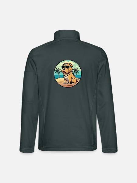 Shar Pei Hunderasse Cartoon Sonnenbrille Strand - Unisex Softshelljacke - Dunkelgrau - Hinten