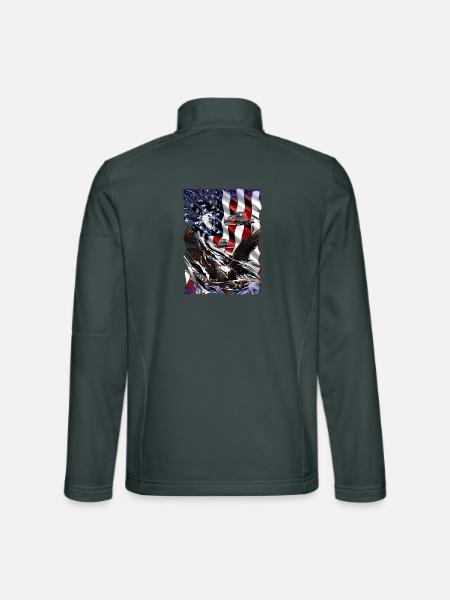 USA Flagge Adler Truck Muster - Unisex Softshelljacke - Dunkelgrau - Hinten
