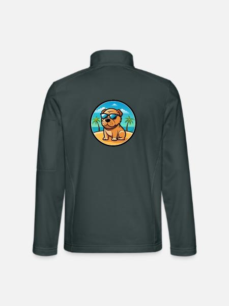 Miniatur Shar Pei Hunderasse Cartoon Sonnenbrille - Unisex Softshelljacke - Dunkelgrau - Hinten