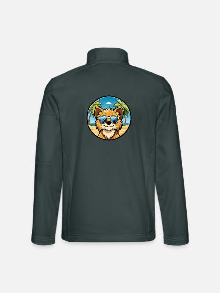 Lowchen Little Lion Dog Breed Cartoon Sunglasses - Unisex Softshell Jacket - mouse grey - Back