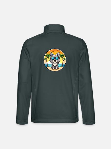 Skye Terrier Hunderasse Cartoon Sonnenbrille Strand - Unisex Softshelljacke - Dunkelgrau - Hinten