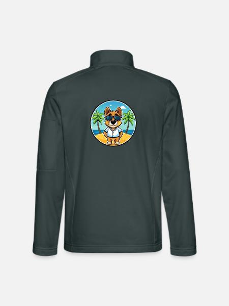 Sporting Lucas Terrier Hunderasse Cartoon Beach - Unisex Softshelljacke - Dunkelgrau - Hinten