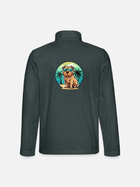 Shar Pei Hunderasse Cartoon Sonnenbrille Strand - Unisex Softshelljacke - Dunkelgrau - Hinten