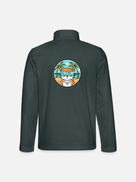 Hantilly Tiffany Cat Breed Cartoon Sunglass Beach - Unisex Softshell Jacket - mouse grey - Back