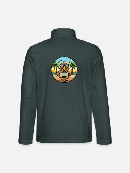 Hawk Funny Cartoon Summer Beach Sunglasses Sticker - Unisex Softshell Jacket - mouse grey - Back