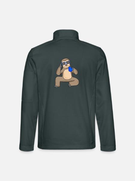 Sloth with glasses and coffee - Unisex Softshell Jacket - mouse grey