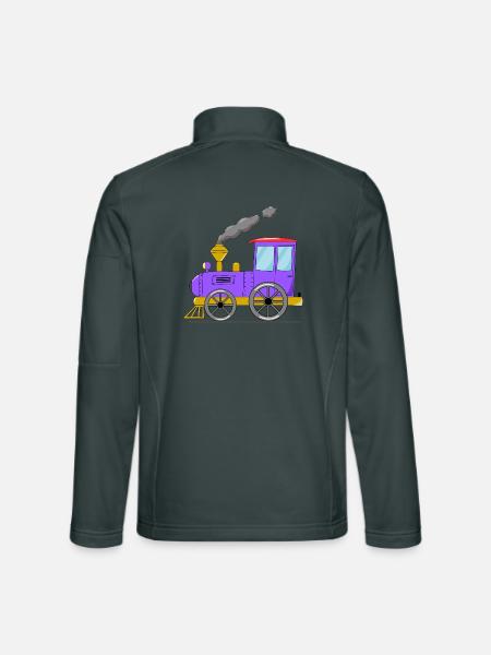 Kinderzug Eisenbahn lila - Unisex Softshelljacke - Dunkelgrau - Hinten