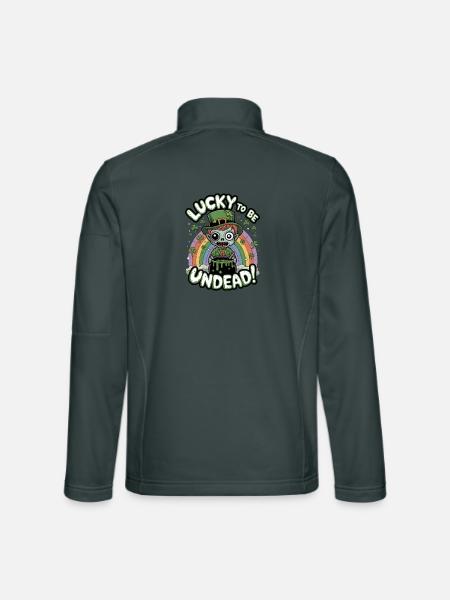 Lucky To Be Undead! - Unisex Softshell Jacket - mouse grey - Back