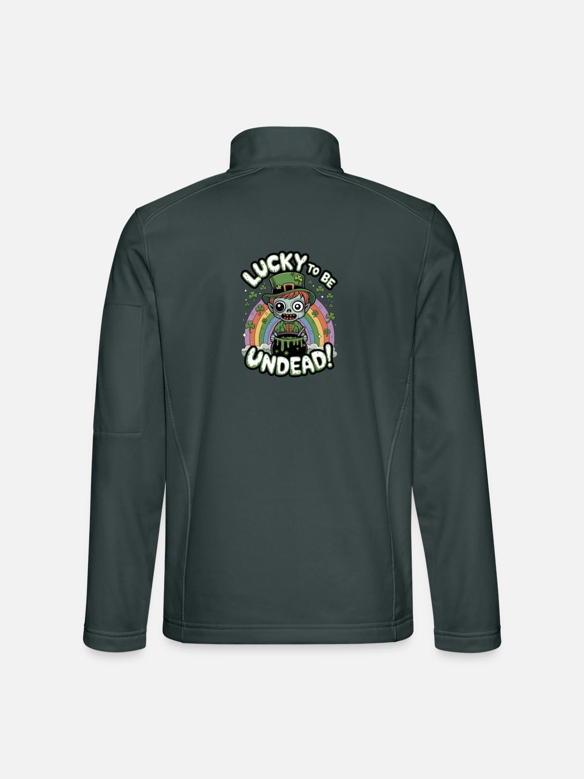 Lucky To Be Undead! - Unisex Softshell Jacket - mouse grey - Back
