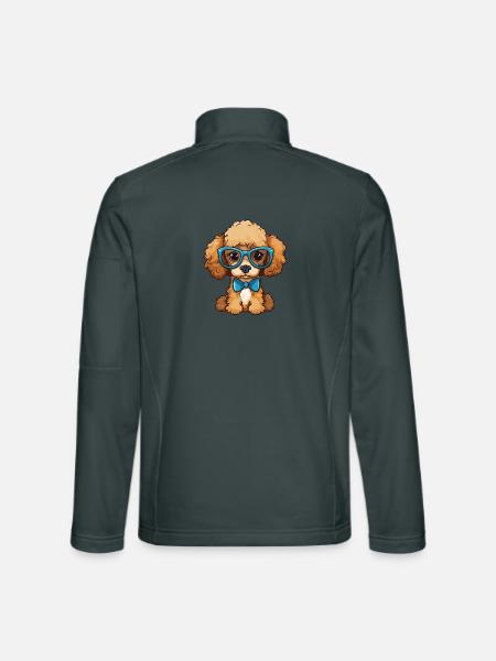 Spielzeugpudel Hunderasse Aquarell Karikatur Kawaii Gla - Unisex Softshelljacke - Dunkelgrau - Hinten