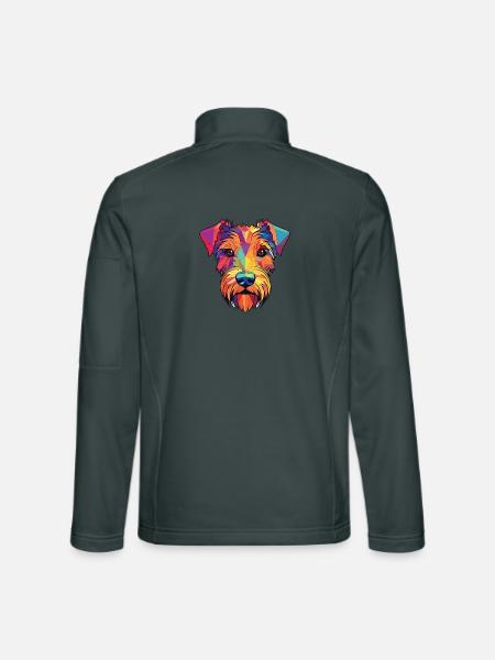Sporting Lucas Terrier Hunderasse Aquarellglas - Unisex Softshelljacke - Dunkelgrau - Hinten