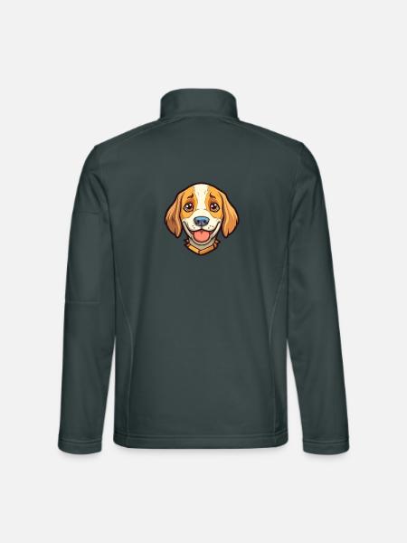 Billy Hunderasse Cartoon Kawaii Illustration - Unisex Softshelljacke - Dunkelgrau - Hinten