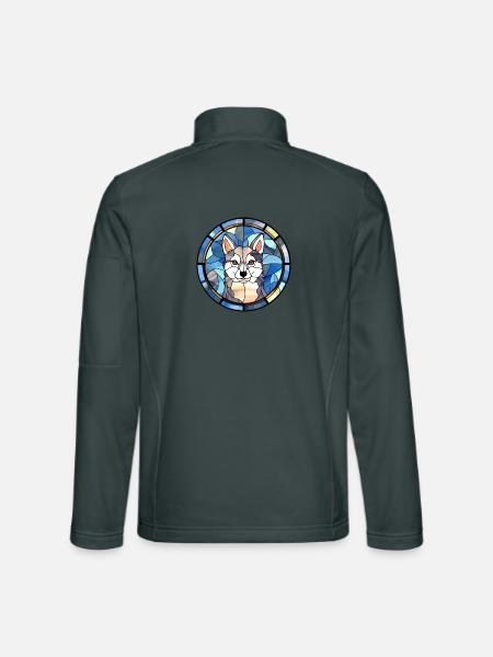 Alaskan Klee Kai Hunderasse Buntglas Bunt - Unisex Softshelljacke - Dunkelgrau - Hinten