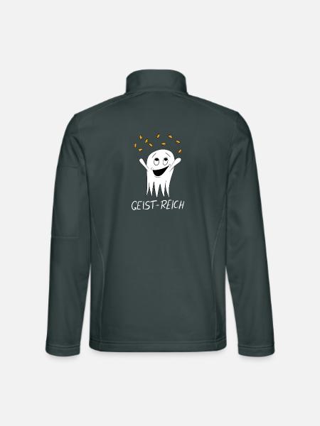 Geistreich Geist reich - reicher Geist Gespenst - Unisex Softshelljacke - Dunkelgrau - Hinten