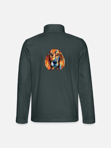 Estnische Jagdhundrasse Aquarell-Illustration - Unisex Softshelljacke - Dunkelgrau - Hinten